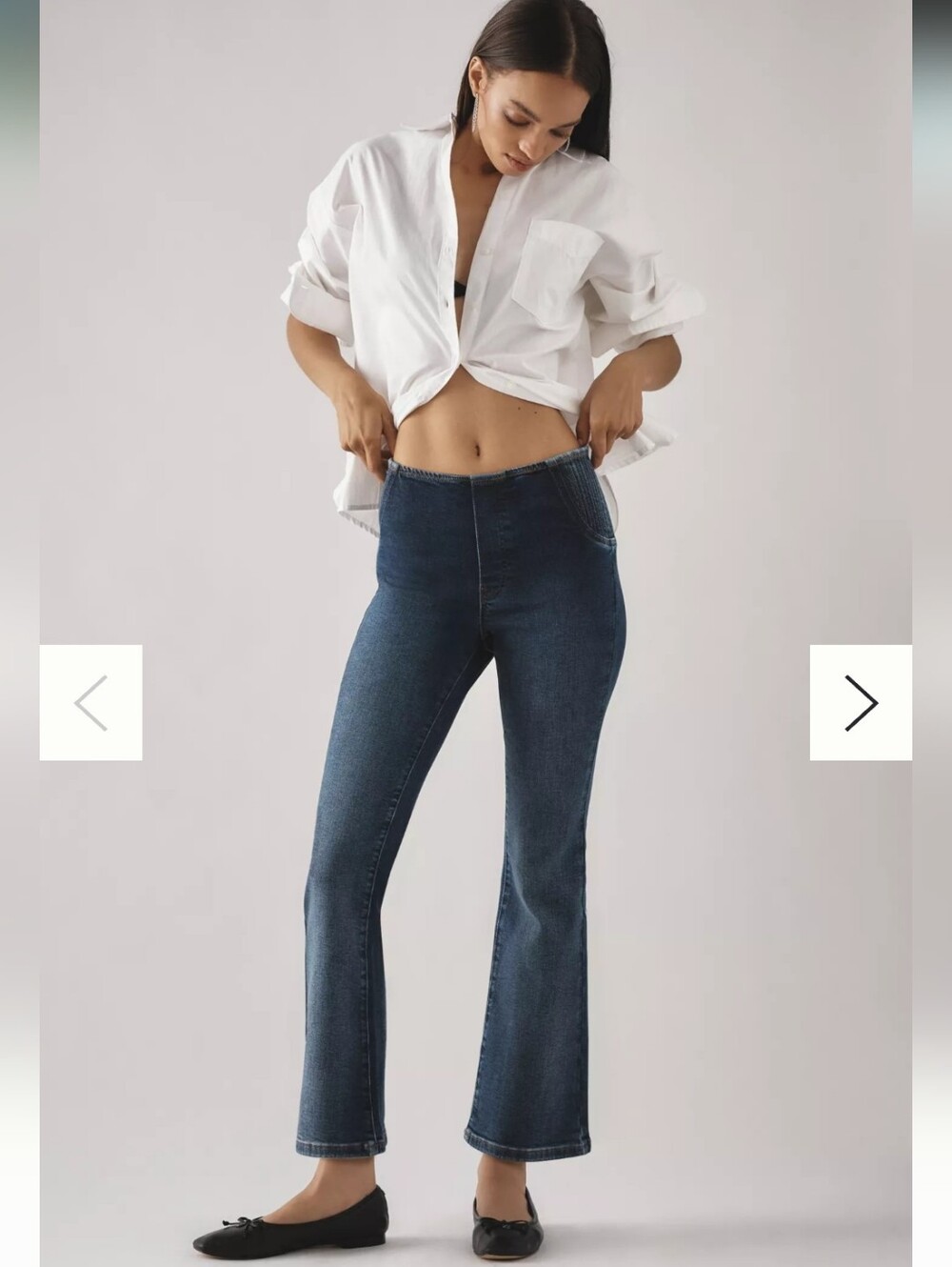 Pilcro Corset Pull-On High-Rise Straight-Leg Jeans 28 Anthro Boho Norm Hippie